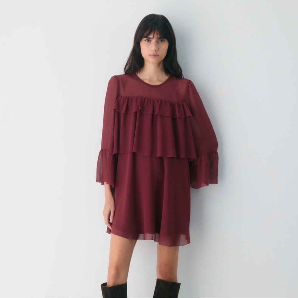 Wilfred Chiffon Ruffle Babydoll Dress